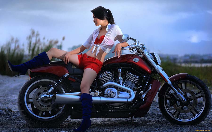 Beautiful girls and motorcycles in Batam