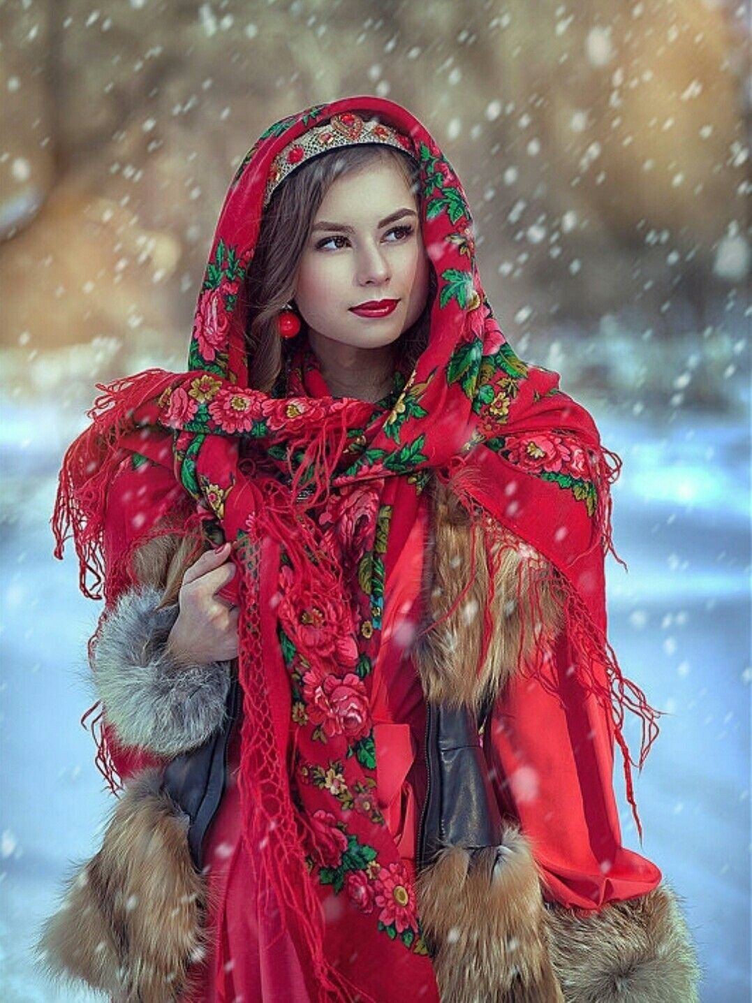 Beautiful girl Women in Slavic costumes in Batam